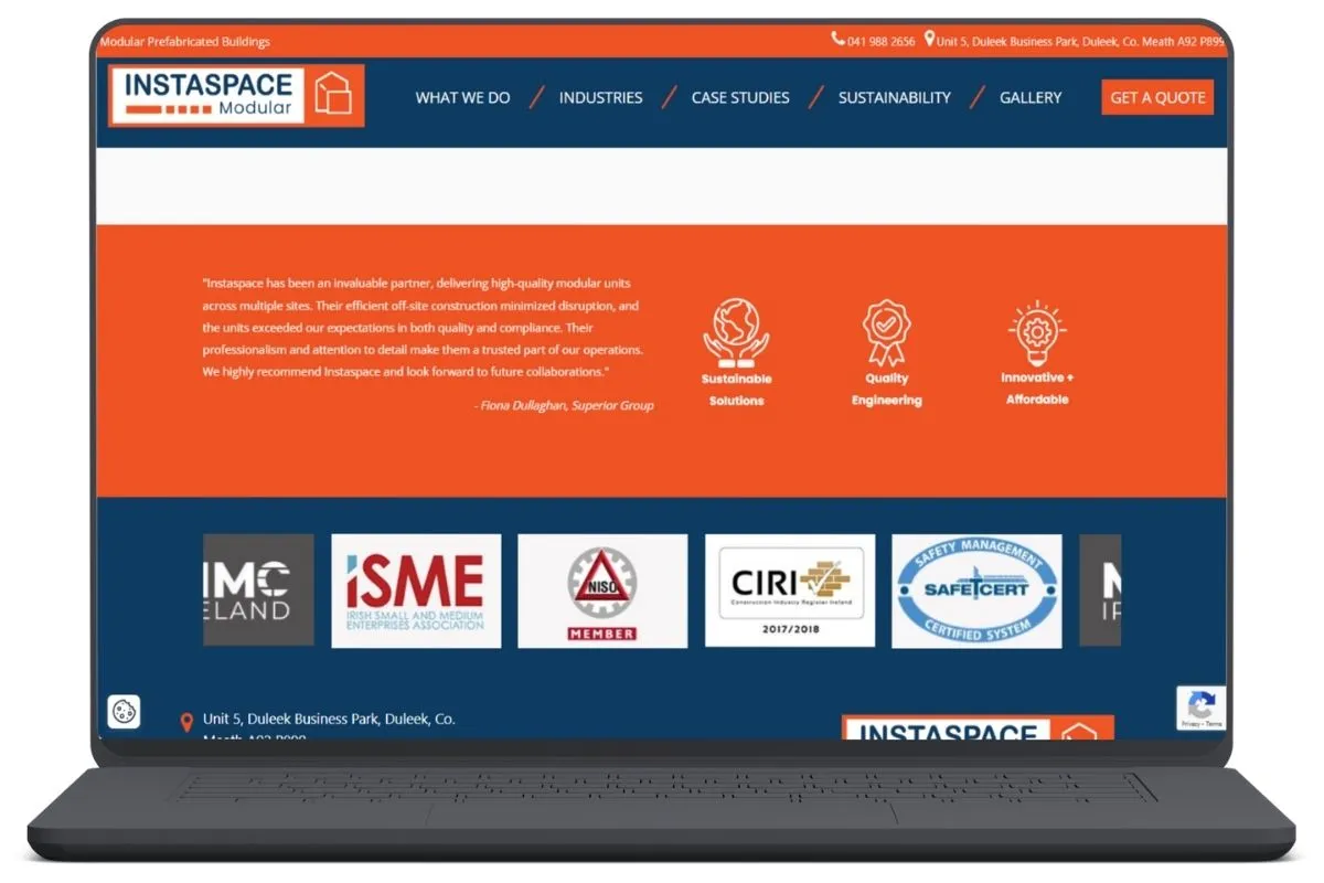 Instaspace Website Mockup Contact Before