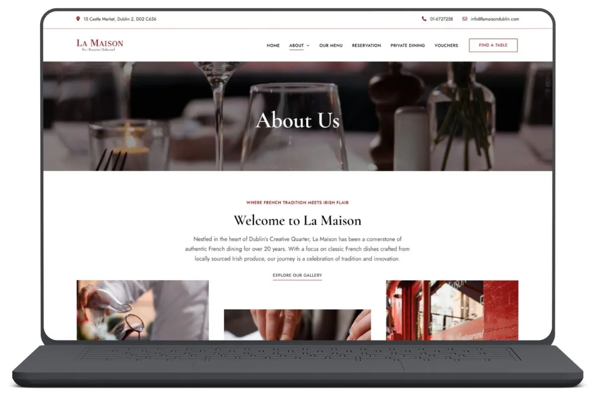 La Maison Restaurant Website Mockup About