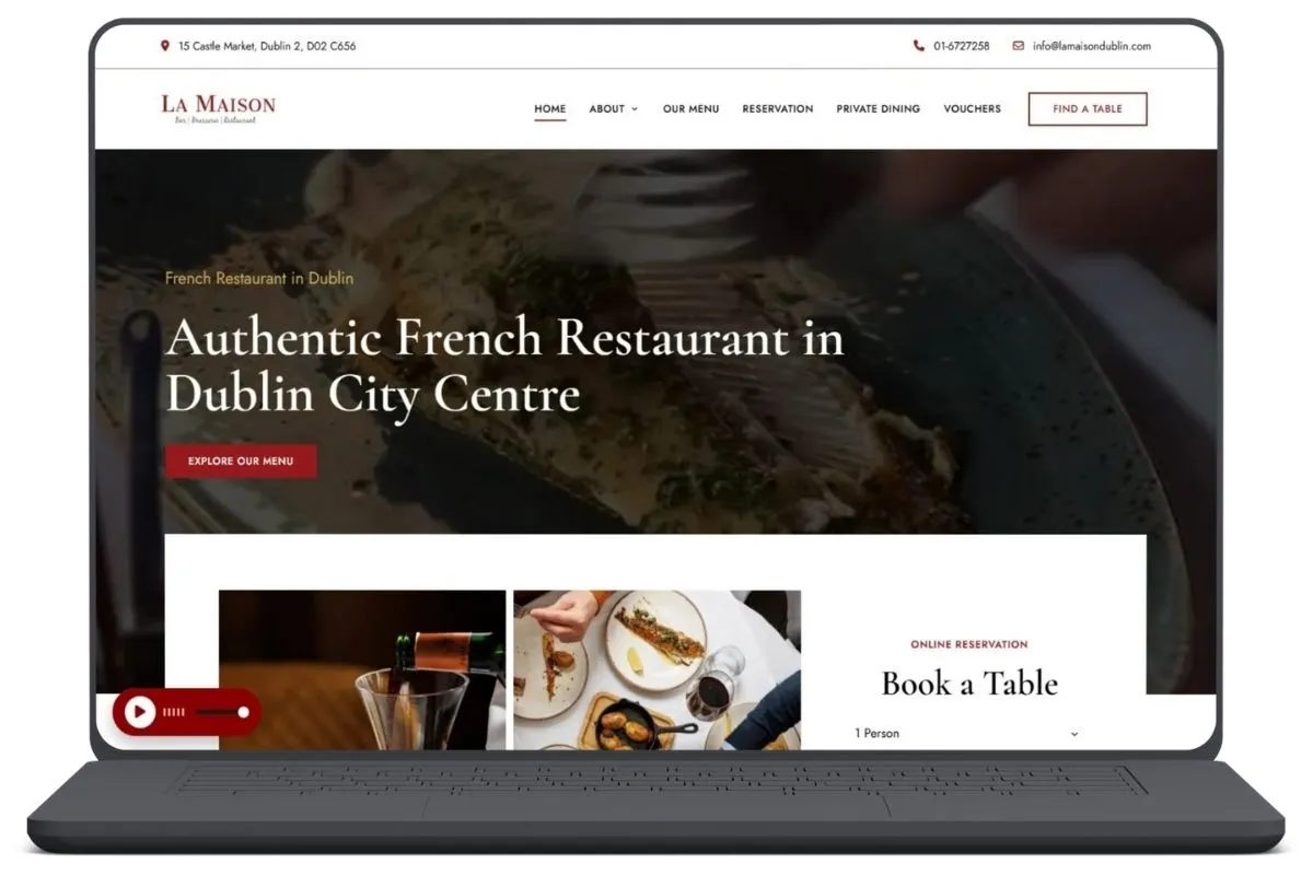 La Maison Restaurant Website Mockup Hero Home