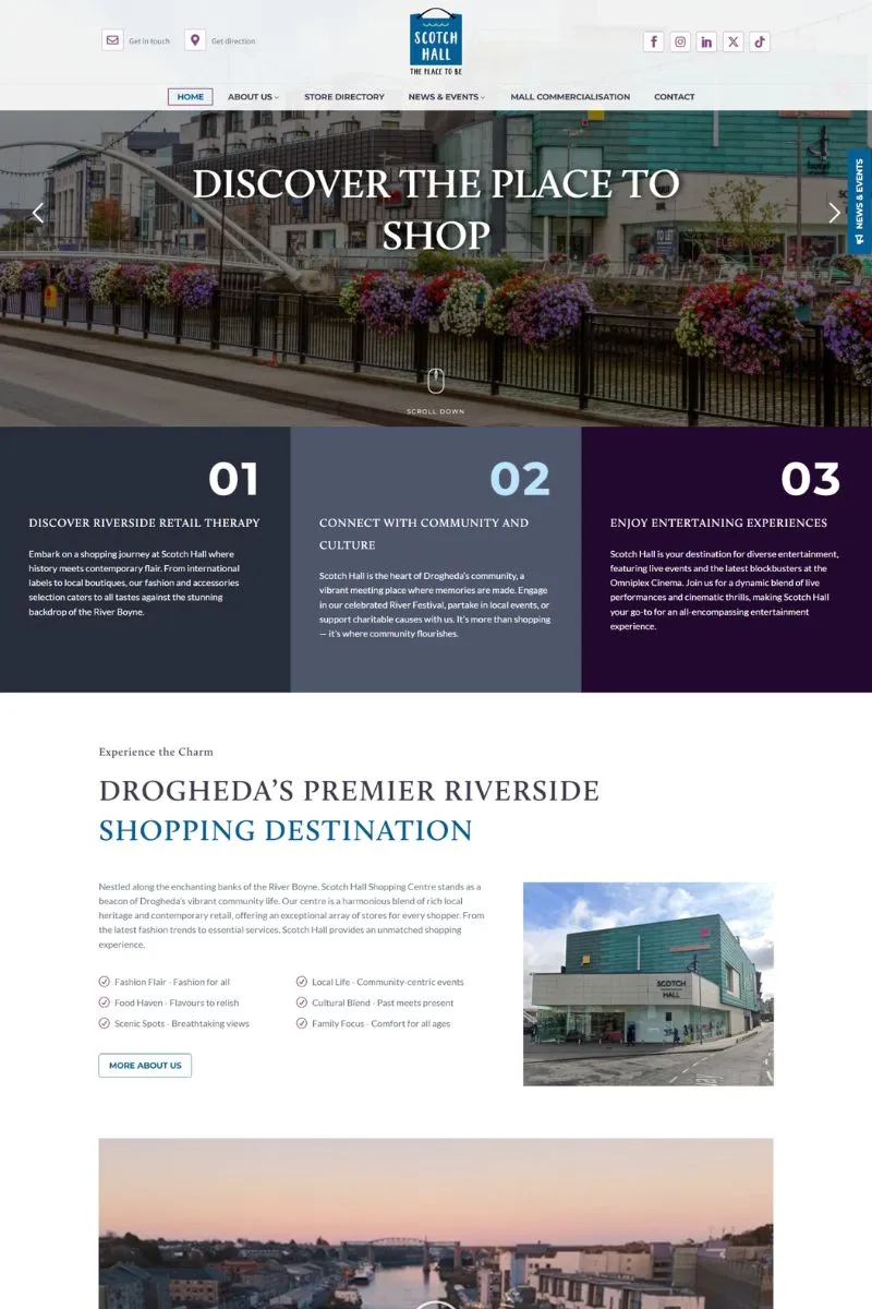 Scotch Hall Shopping Centre website homepage preview