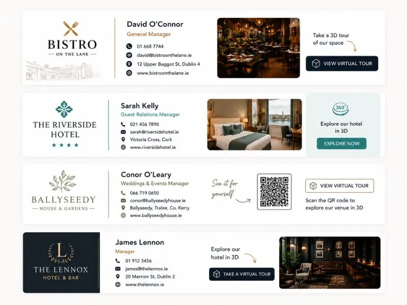 Restaurant newsletter email design with virtual tour link