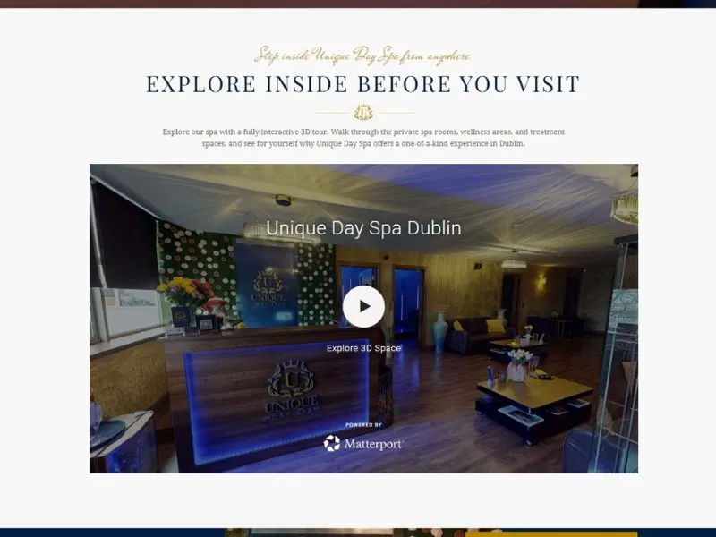 Virtual tour embedded into a website marketing section
