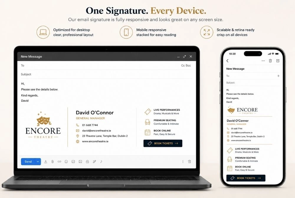 Responsive HTML email signature design example